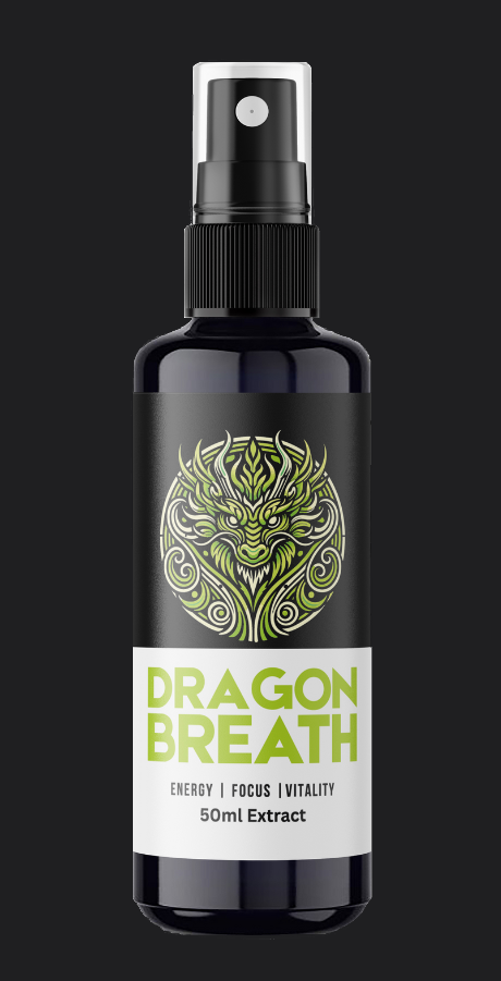 Dragon Breath 50 ml spray by Mara Organic, with lime dragon artwork on a dark glass bottle